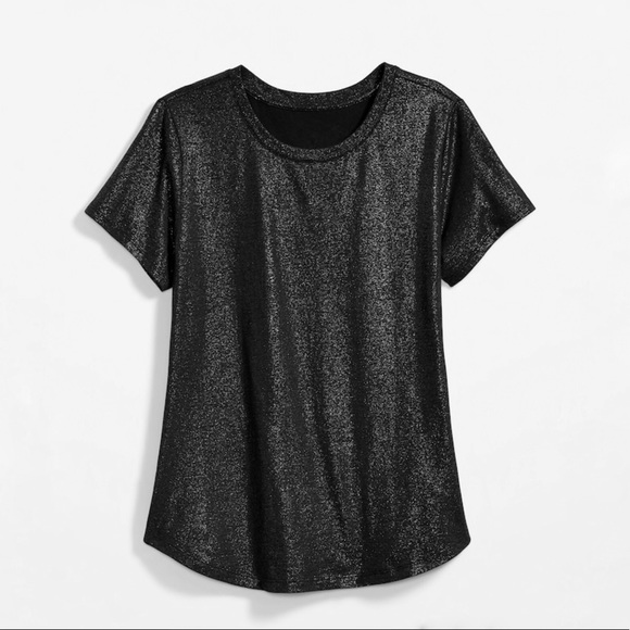 NWT Old Navy Black Shimmer Cotton T-Shirt - Picture 2 of 10